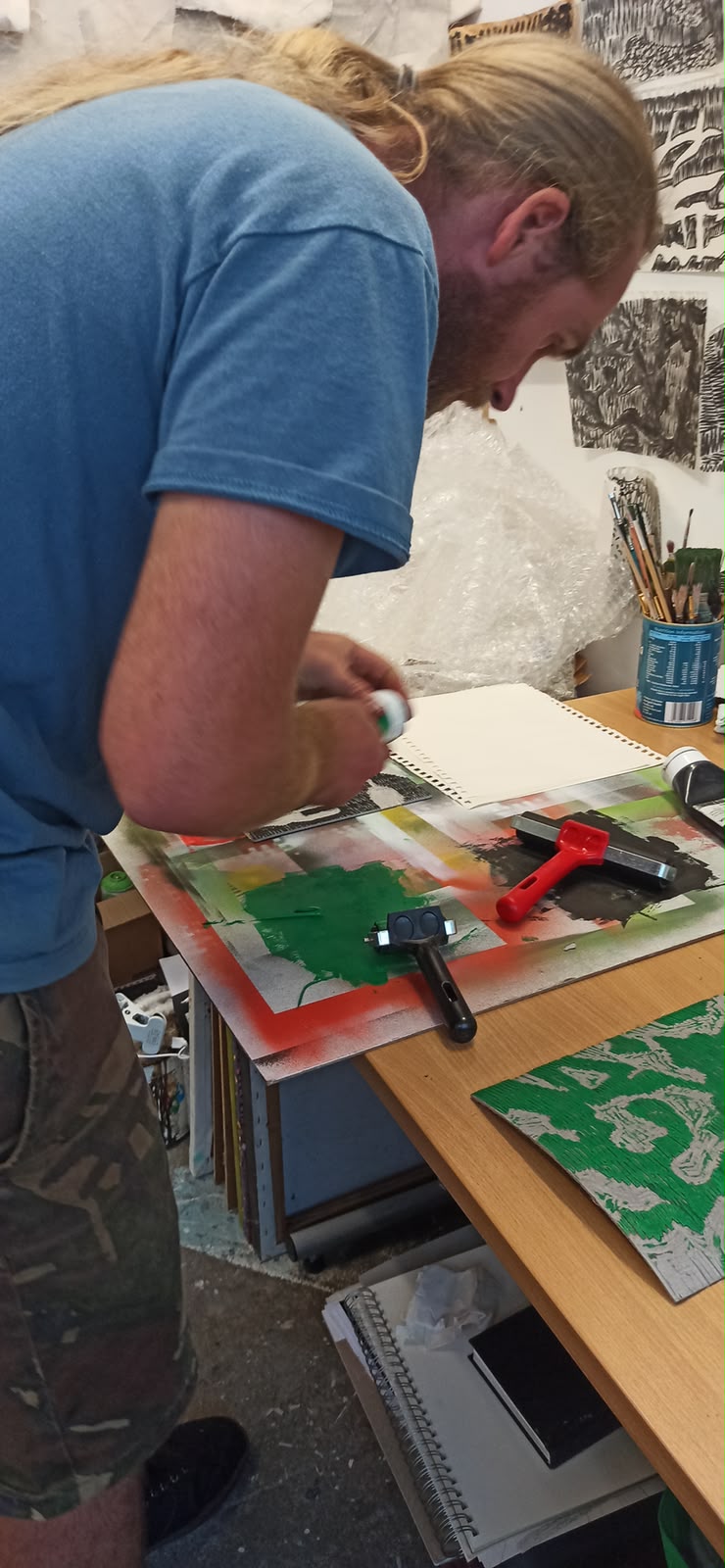 Fern Green - Ecclesall Woods - 3 colour Lino cut print