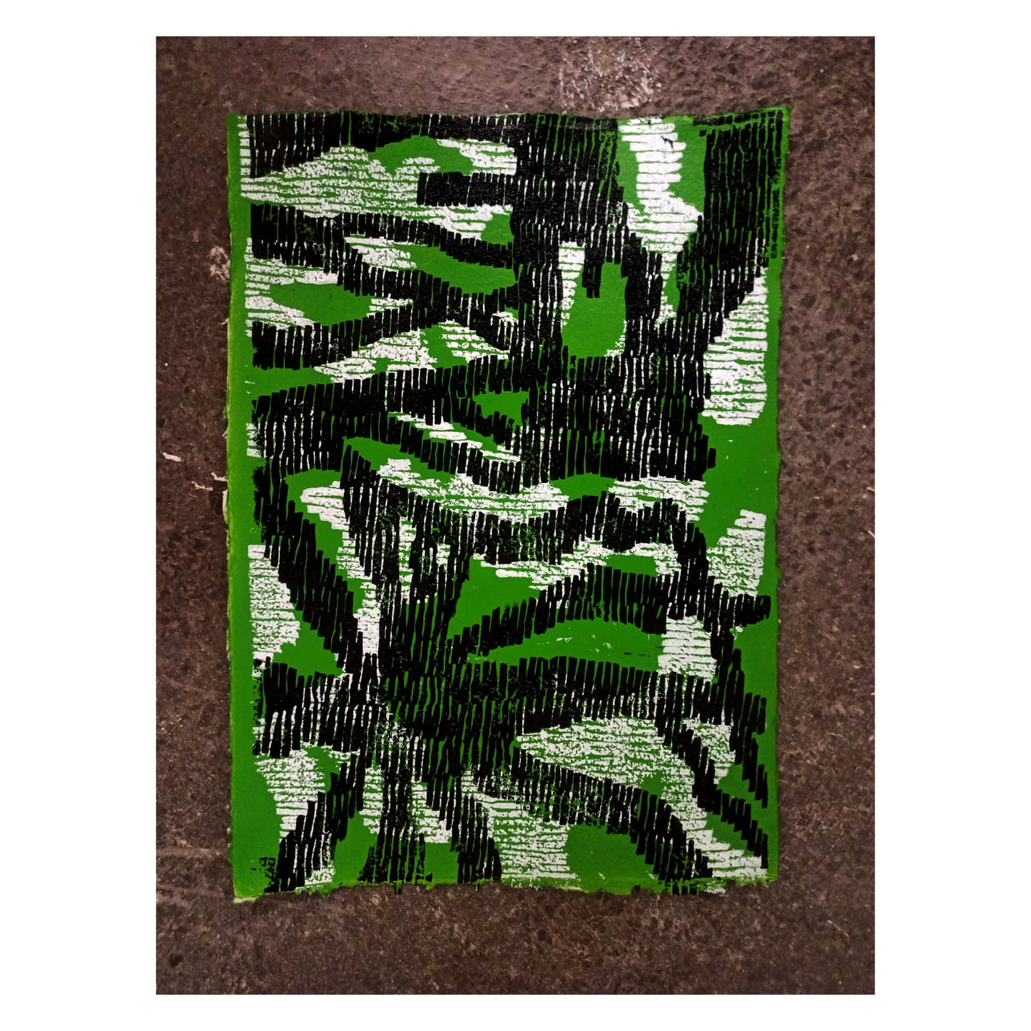 Fern Green - Ecclesall Woods - 3 colour Lino cut print